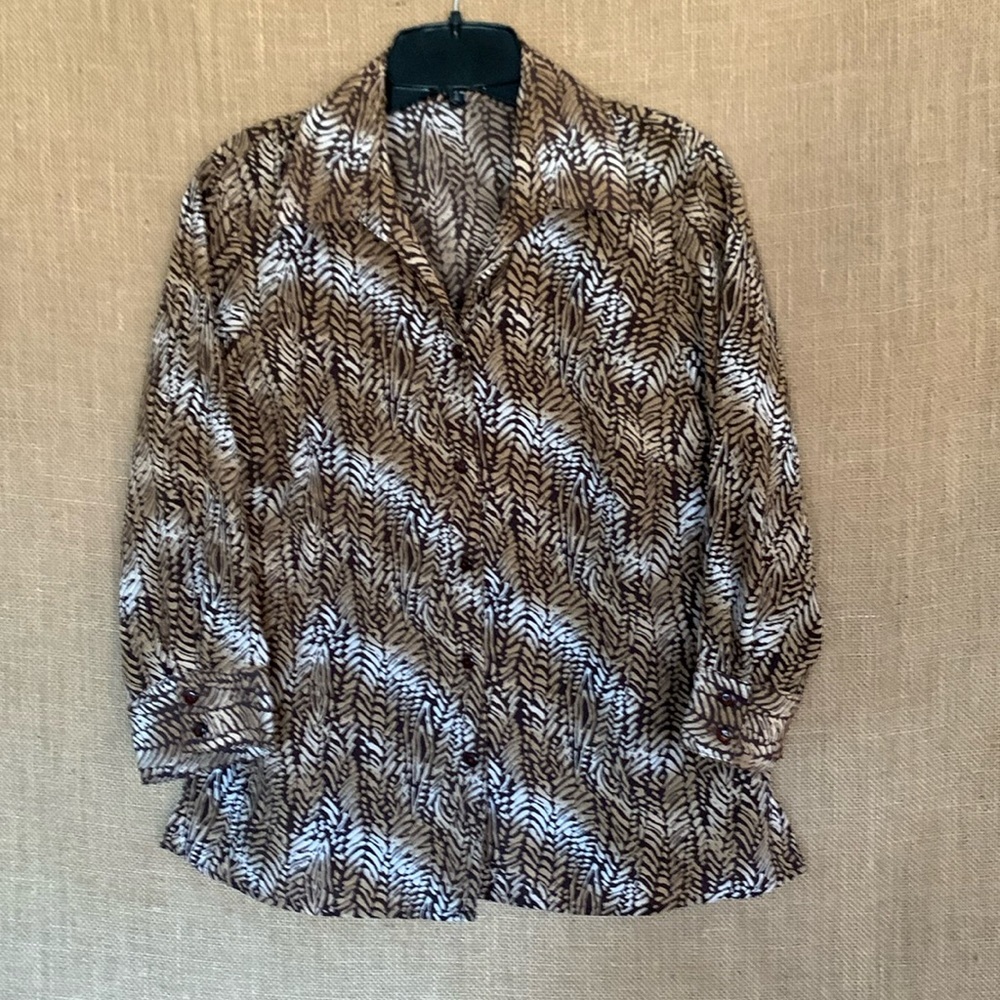 Notations Women's Printed Blouse with Solid Inset